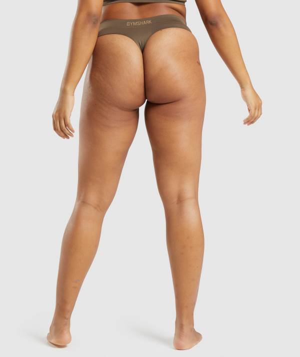 Damske Spodne Pradlo Gymshark Seamless Thong Hnede | UC1532784